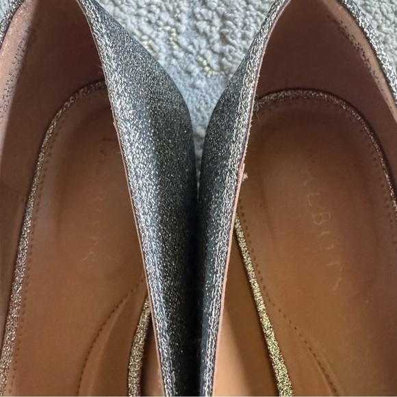 Talbots pointy toe ballet flats Edison bow silver sparkly leather 8.5 - Picture 11 of 12